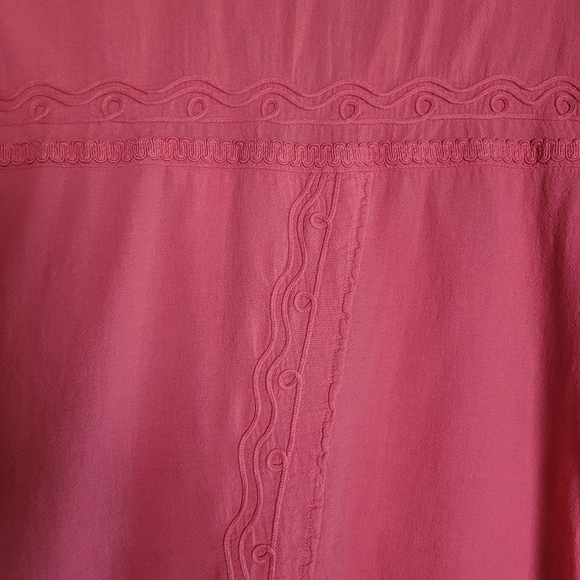 Soft Surroundings Women's Button Up 100%Cotton Salmon Top Size M Lace Detail - Picture 7 of 12